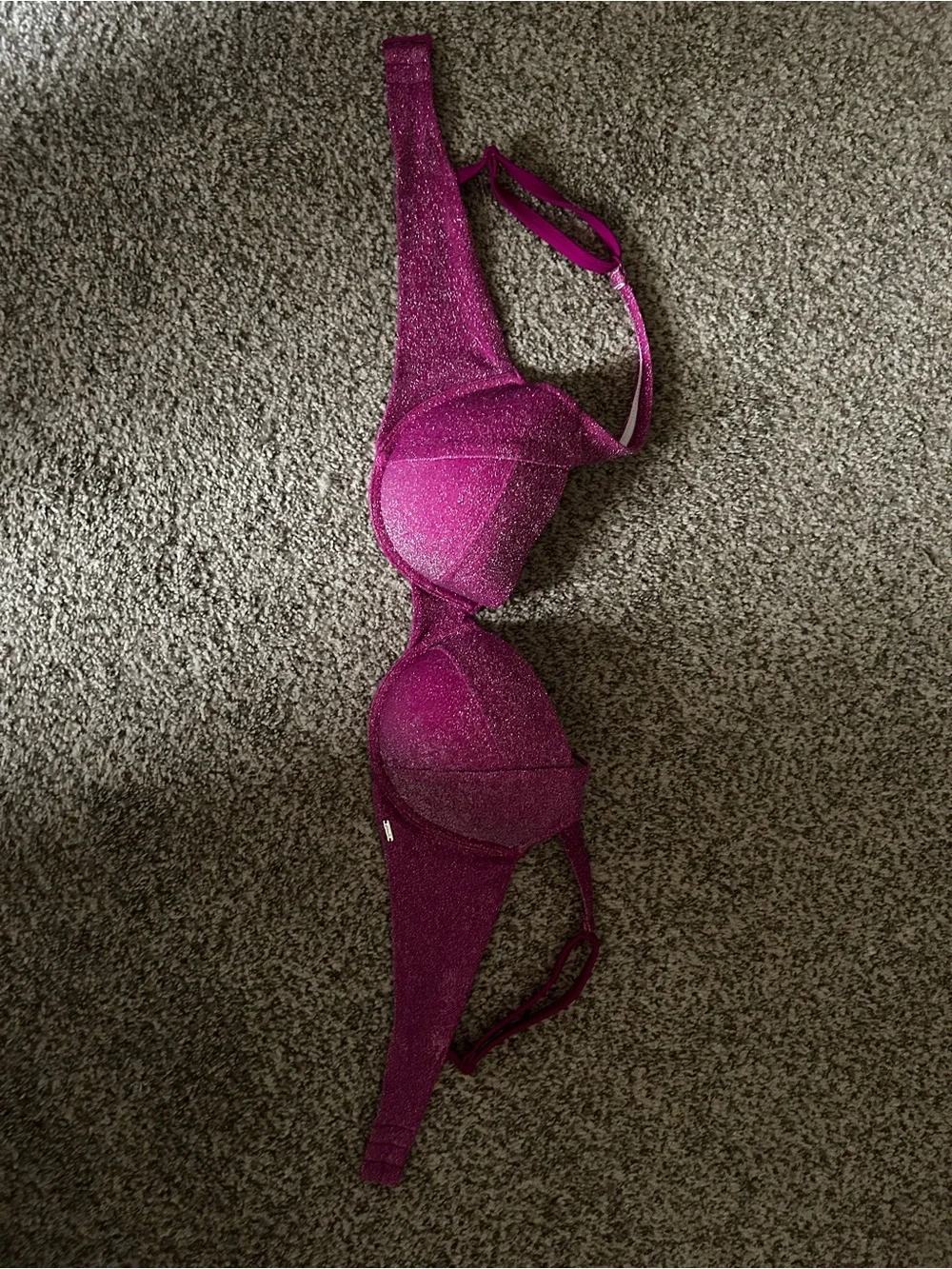 Sparkle Push-Up Bra Bathing Suit in Magenta-Pink